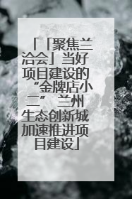 「聚焦兰洽会」当好项目建设的“金牌店小二” 兰州生态创新城加速推进项目建设