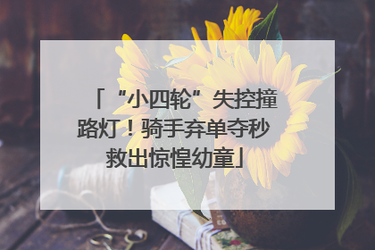 “小四轮”失控撞路灯！骑手弃单夺秒救出惊惶幼童
