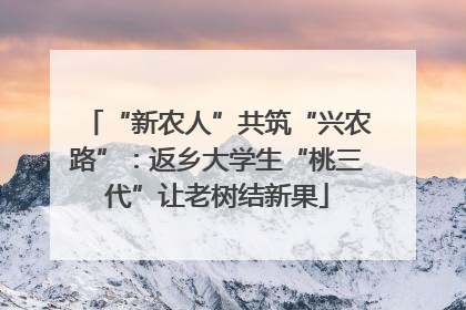 “新农人”共筑“兴农路”：返乡大学生“桃三代”让老树结新果