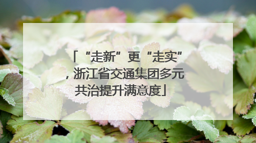 “走新”更“走实”，浙江省交通集团多元共治提升满意度