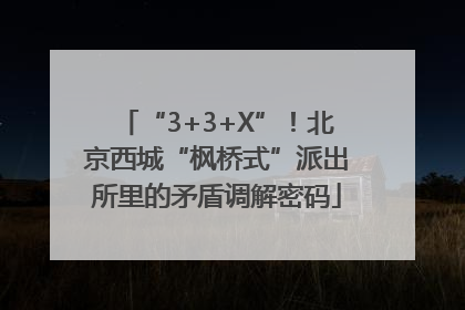 “3+3+X”！北京西城“枫桥式”派出所里的矛盾调解密码