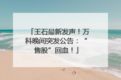 王石最新发声！万科晚间突发公告：“售股”回血！