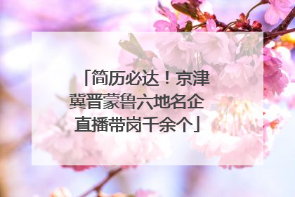简历必达！京津冀晋蒙鲁六地名企直播带岗千余个
