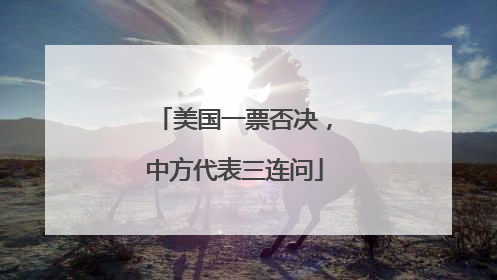美国一票否决，中方代表三连问