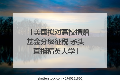 美国拟对高校捐赠基金分级征税 矛头直指精英大学