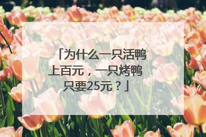 为什么一只活鸭上百元，一只烤鸭只要25元？