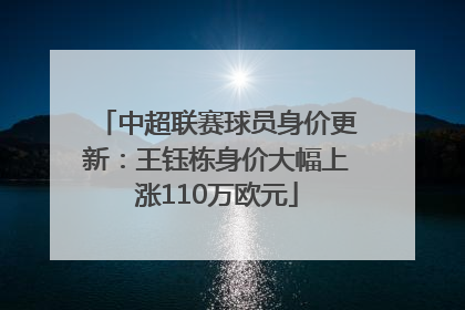 中超联赛球员身价更新：王钰栋身价大幅上涨110万欧元