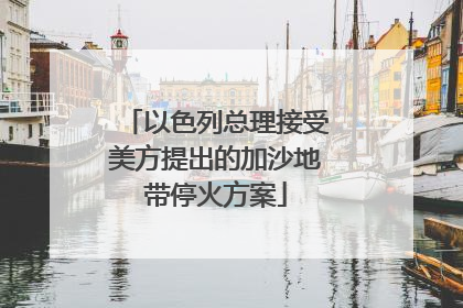 以色列总理接受美方提出的加沙地带停火方案