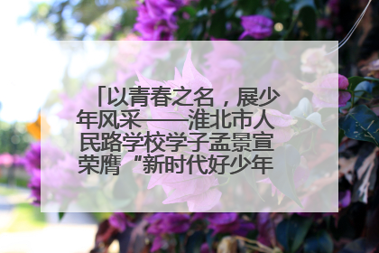 以青春之名，展少年风采——淮北市人民路学校学子孟景宣荣膺“新时代好少年”荣誉称号