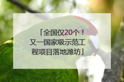 全国仅20个！又一国家级示范工程项目落地潍坊
