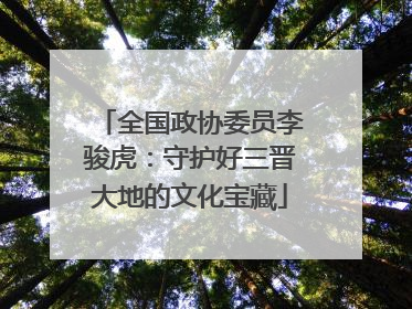 全国政协委员李骏虎：守护好三晋大地的文化宝藏
