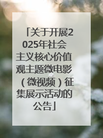 关于开展2025年社会主义核心价值观主题微电影（微视频）征集展示活动的公告