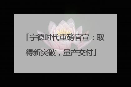 宁德时代重磅官宣：取得新突破，量产交付
