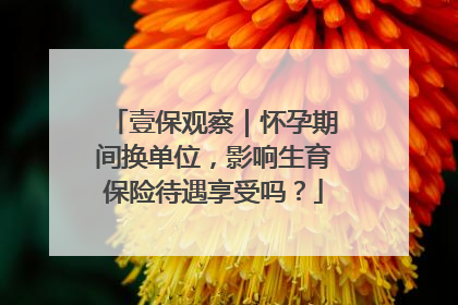 壹保观察｜怀孕期间换单位，影响生育保险待遇享受吗？