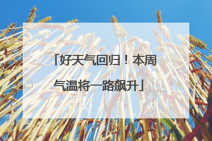 好天气回归！本周气温将一路飙升