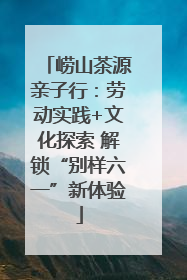 崂山茶源亲子行：劳动实践+文化探索 解锁“别样六一”新体验