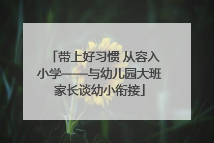 带上好习惯 从容入小学——与幼儿园大班家长谈幼小衔接