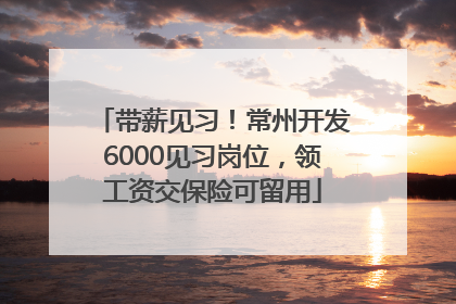带薪见习！常州开发6000见习岗位，领工资交保险可留用