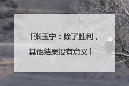 张玉宁：除了胜利，其他结果没有意义