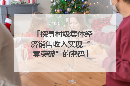 探寻村级集体经济销售收入实现“零突破”的密码