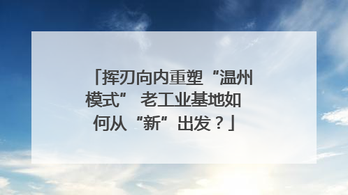 挥刃向内重塑“温州模式” 老工业基地如何从“新”出发？