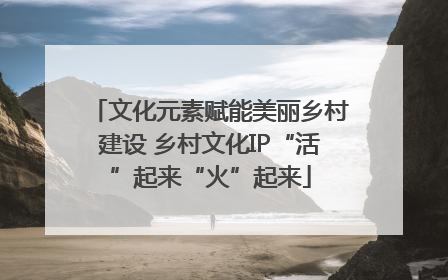 文化元素赋能美丽乡村建设 乡村文化IP“活”起来“火”起来