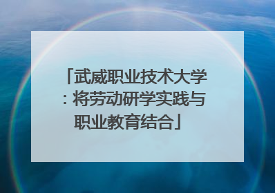 武威职业技术大学：将劳动研学实践与职业教育结合