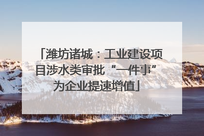 潍坊诸城：工业建设项目涉水类审批“一件事” 为企业提速增值
