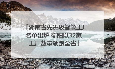 湖南省先进级智能工厂名单出炉 衡阳以32家工厂数量领跑全省