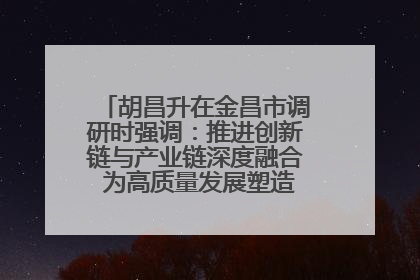 胡昌升在金昌市调研时强调：推进创新链与产业链深度融合 为高质量发展塑造新动能新优势