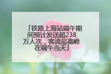 铁路上海站端午期间预计发送超238万人次，客流最高峰在端午当天
