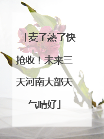 麦子熟了快抢收！未来三天河南大部天气晴好