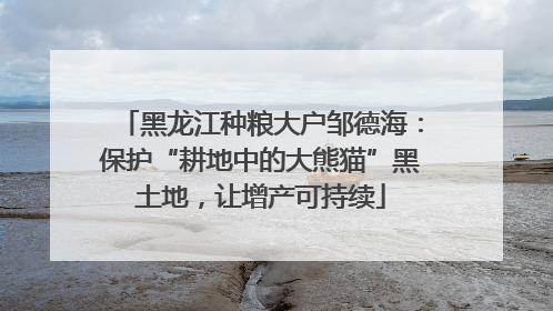 黑龙江种粮大户邹德海：保护“耕地中的大熊猫”黑土地，让增产可持续