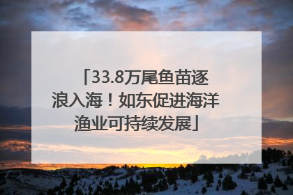 33.8万尾鱼苗逐浪入海！如东促进海洋渔业可持续发展